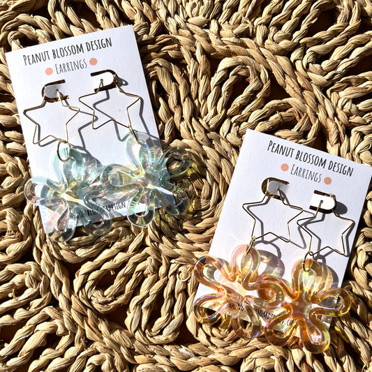 Funky Bikini Bottom Flower & Star Earrings