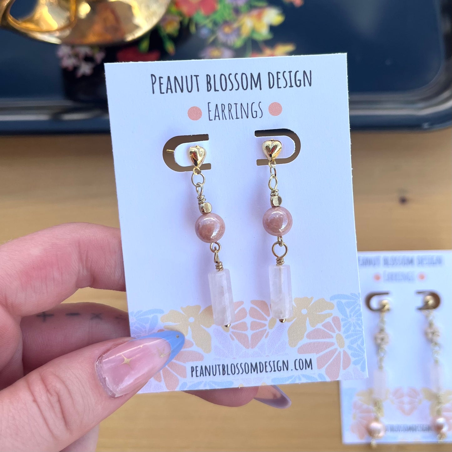 Rose Quartz Minimal Earrings