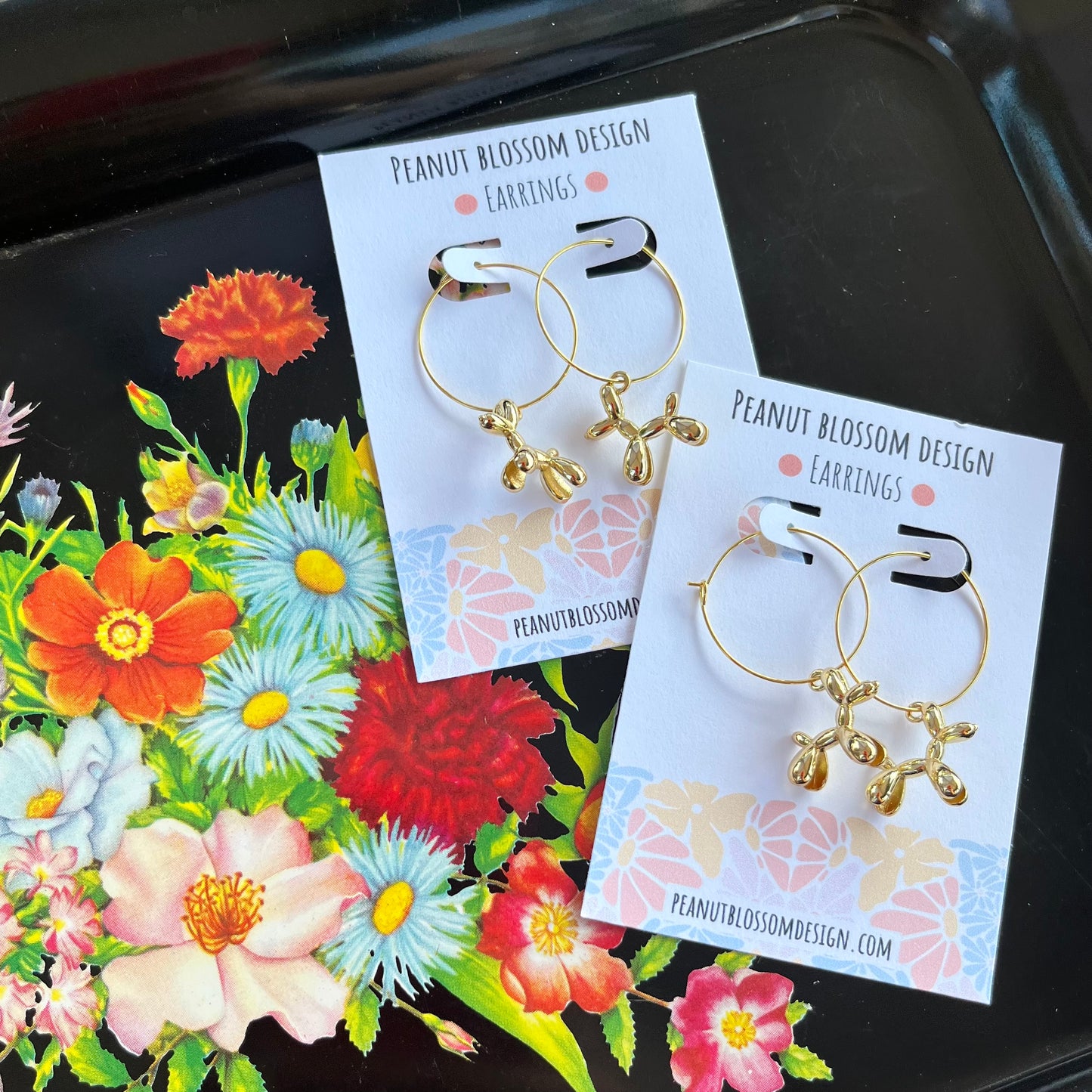 Golden Balloon Dog Hoop Earrings