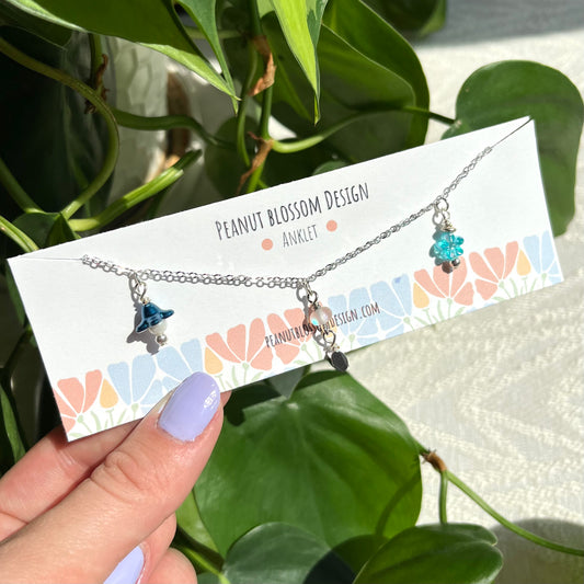 Baby Blue Silver Anklet