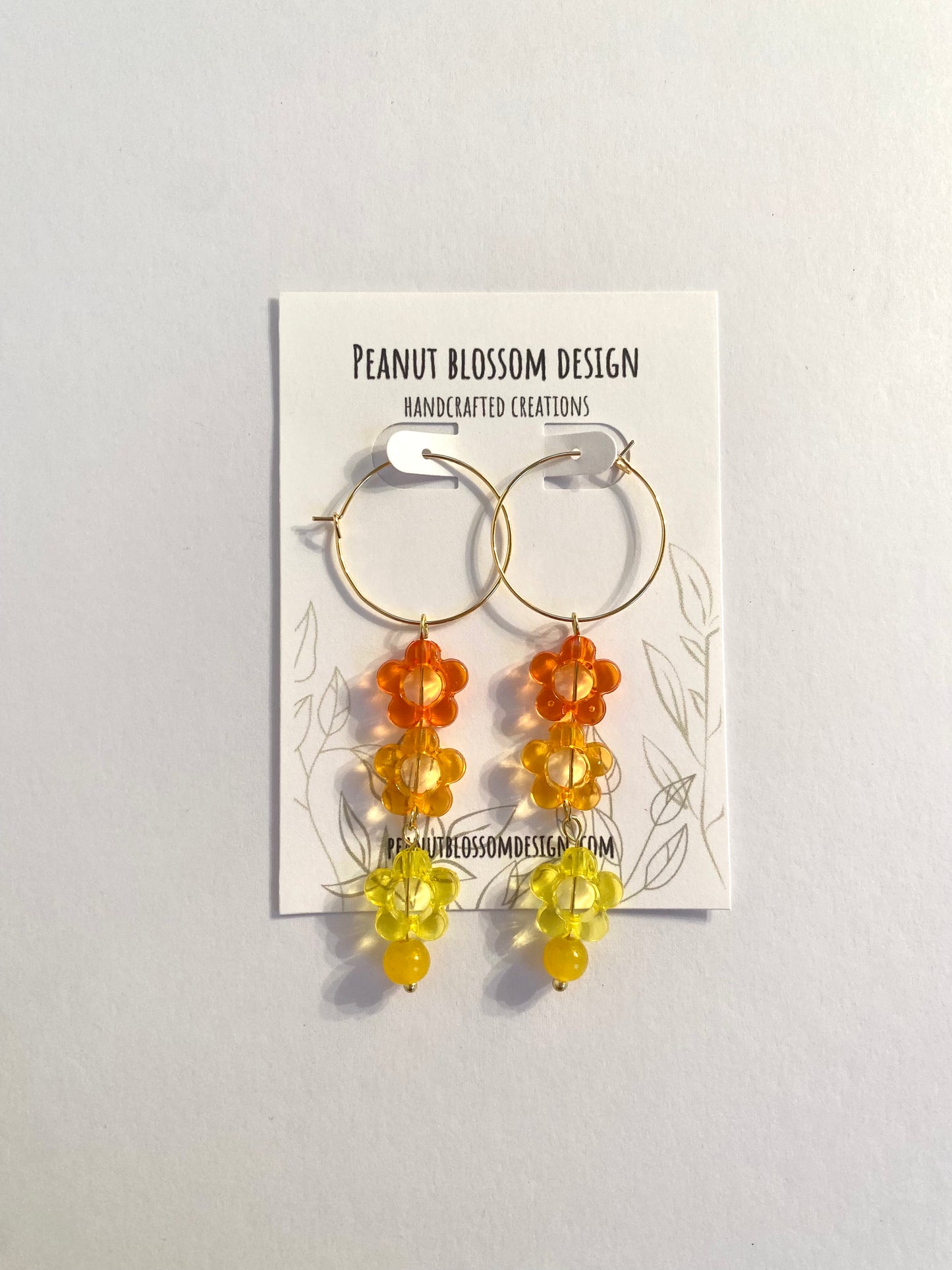 Fire Flower Dangly Hoop Earrings