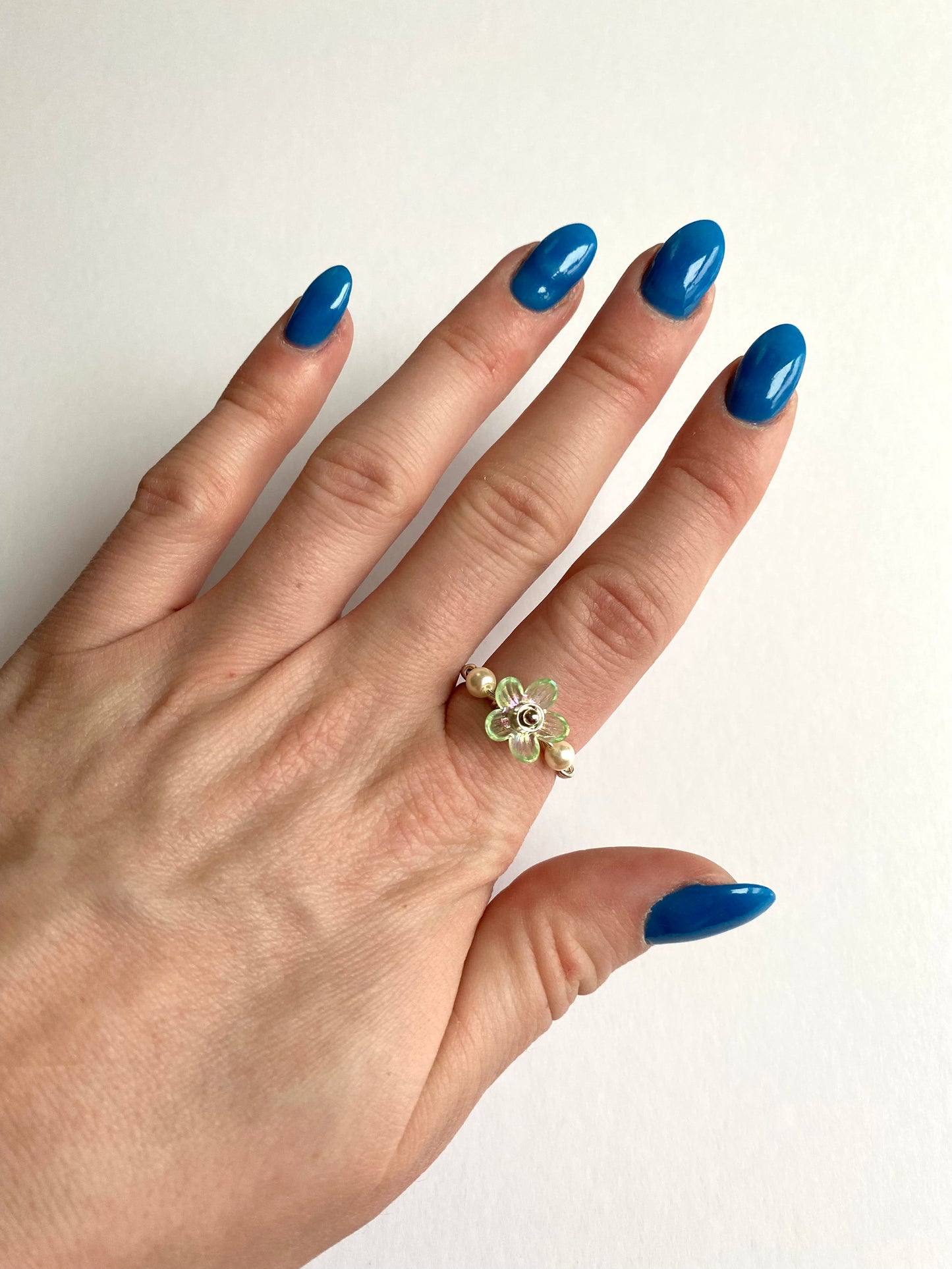 Flower Rings with Pearl Bead Accents