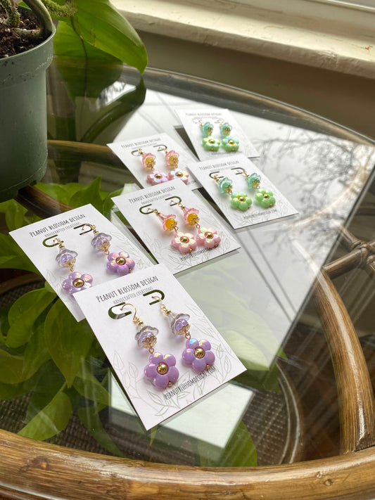 Dynamic Iridescent Flower Earrings