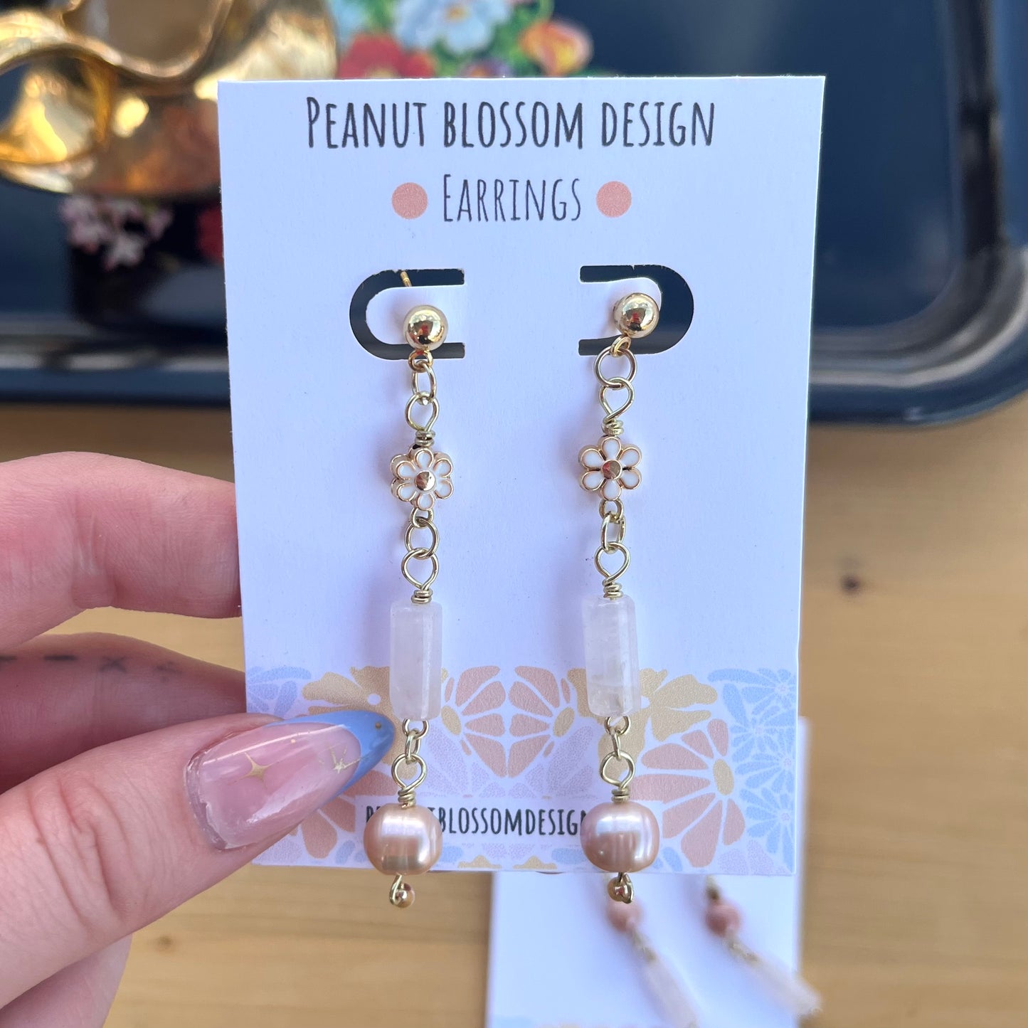 Rose Quartz Minimal Earrings