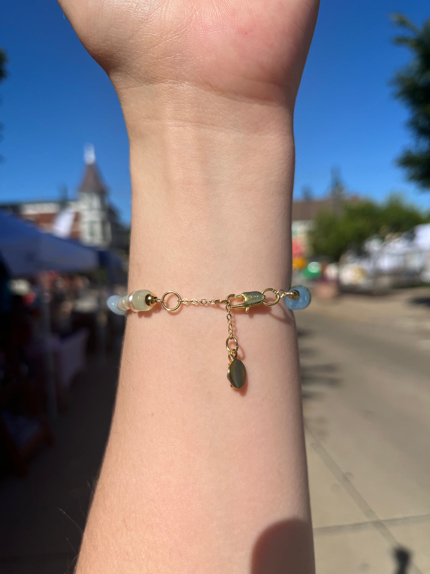 Blue Butterfly Adjustable Beaded Wire Bracelets