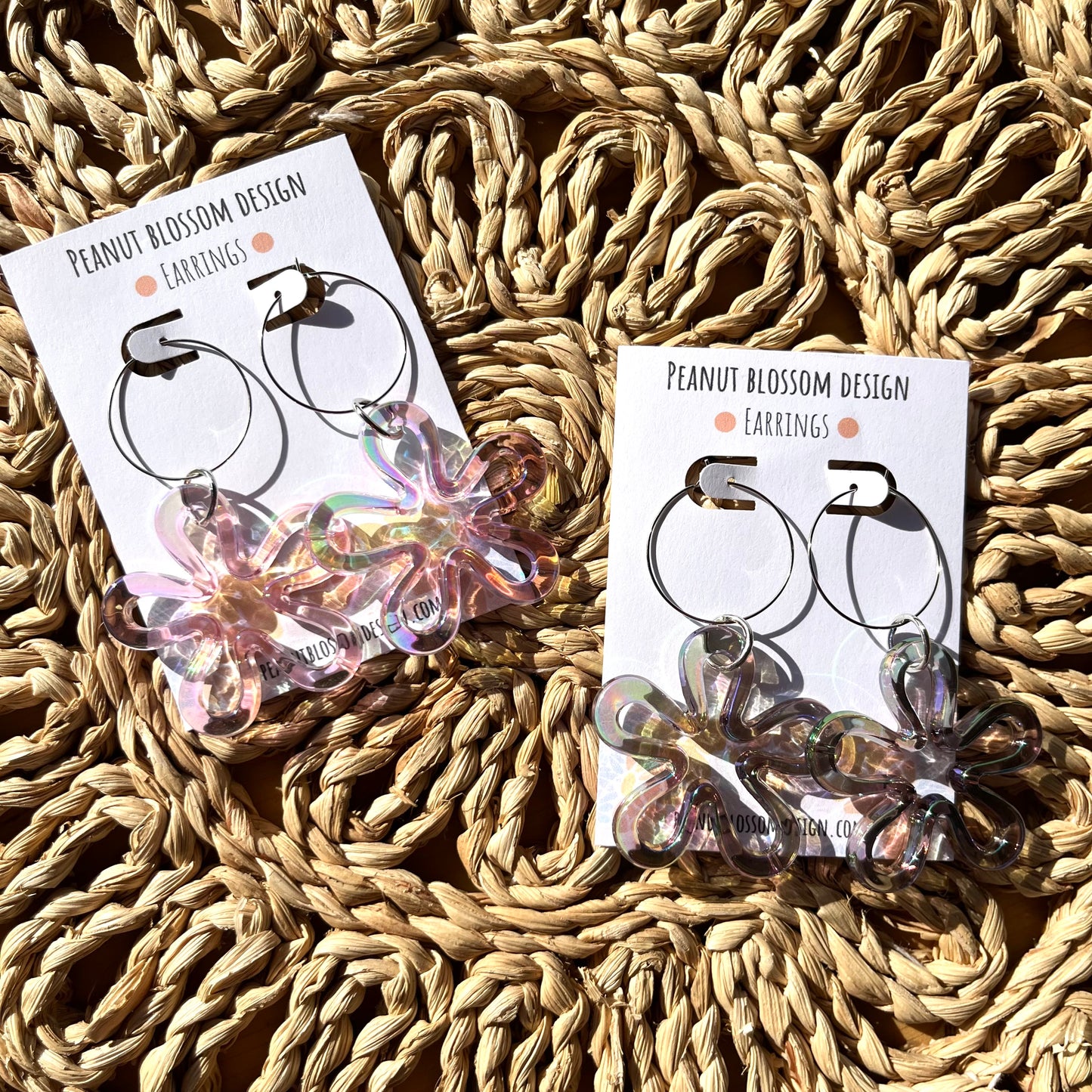 Silver Hoop Bikini Bottom Flower Earrings