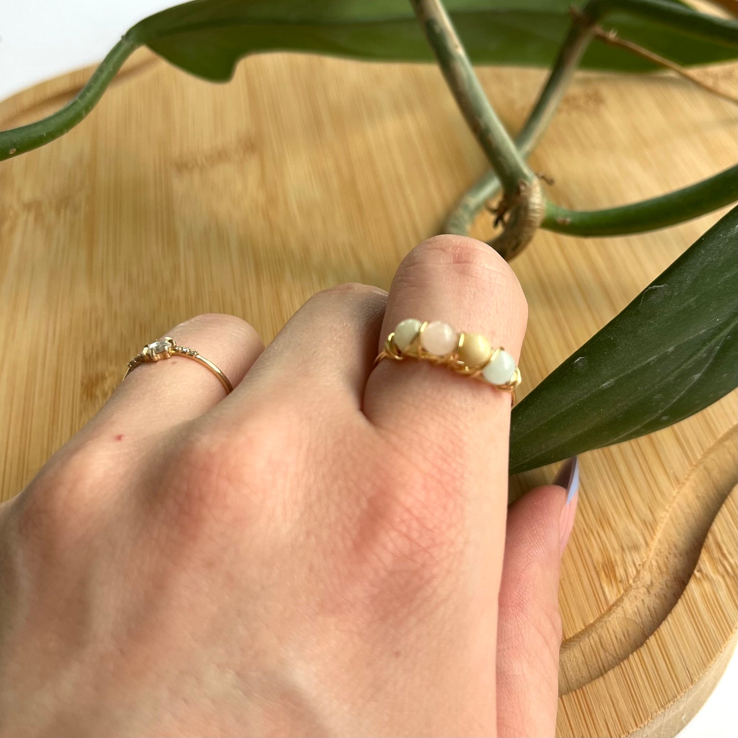 Multi-Bead Wrapped Ring Pale Pastels