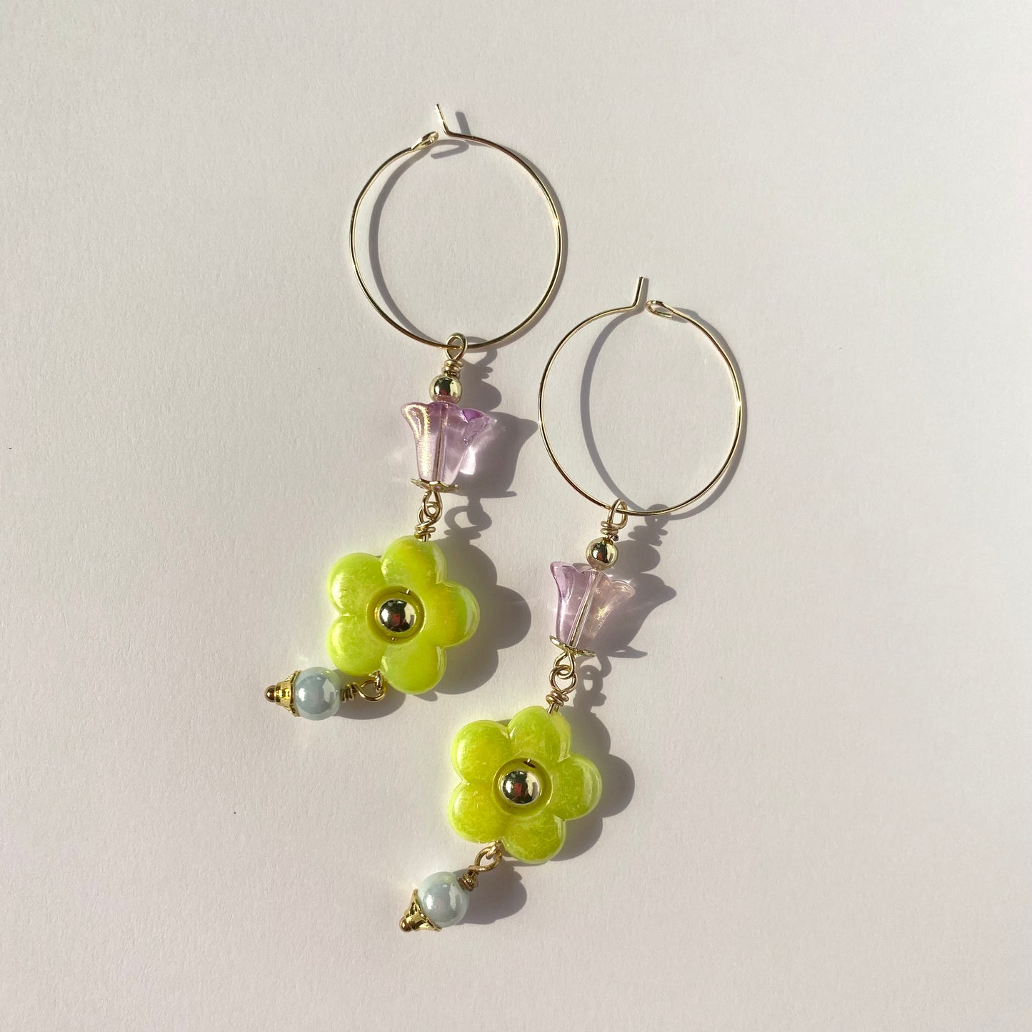 Funky Iridescent Flower Hoop Earrings