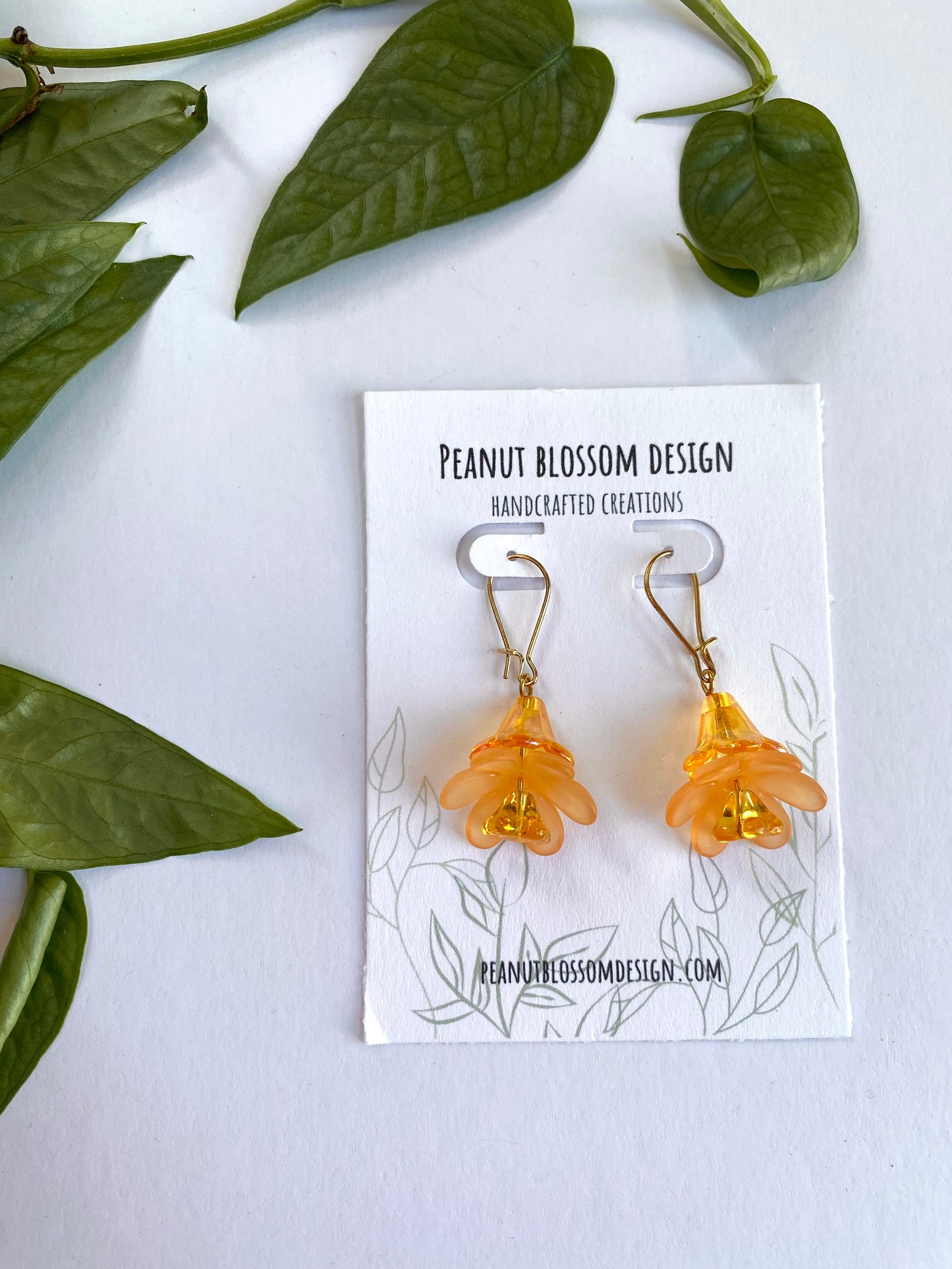 Orange Flower Lamp Style Earrings