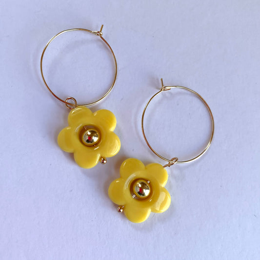 Primary Flower Hoops with Gold Center