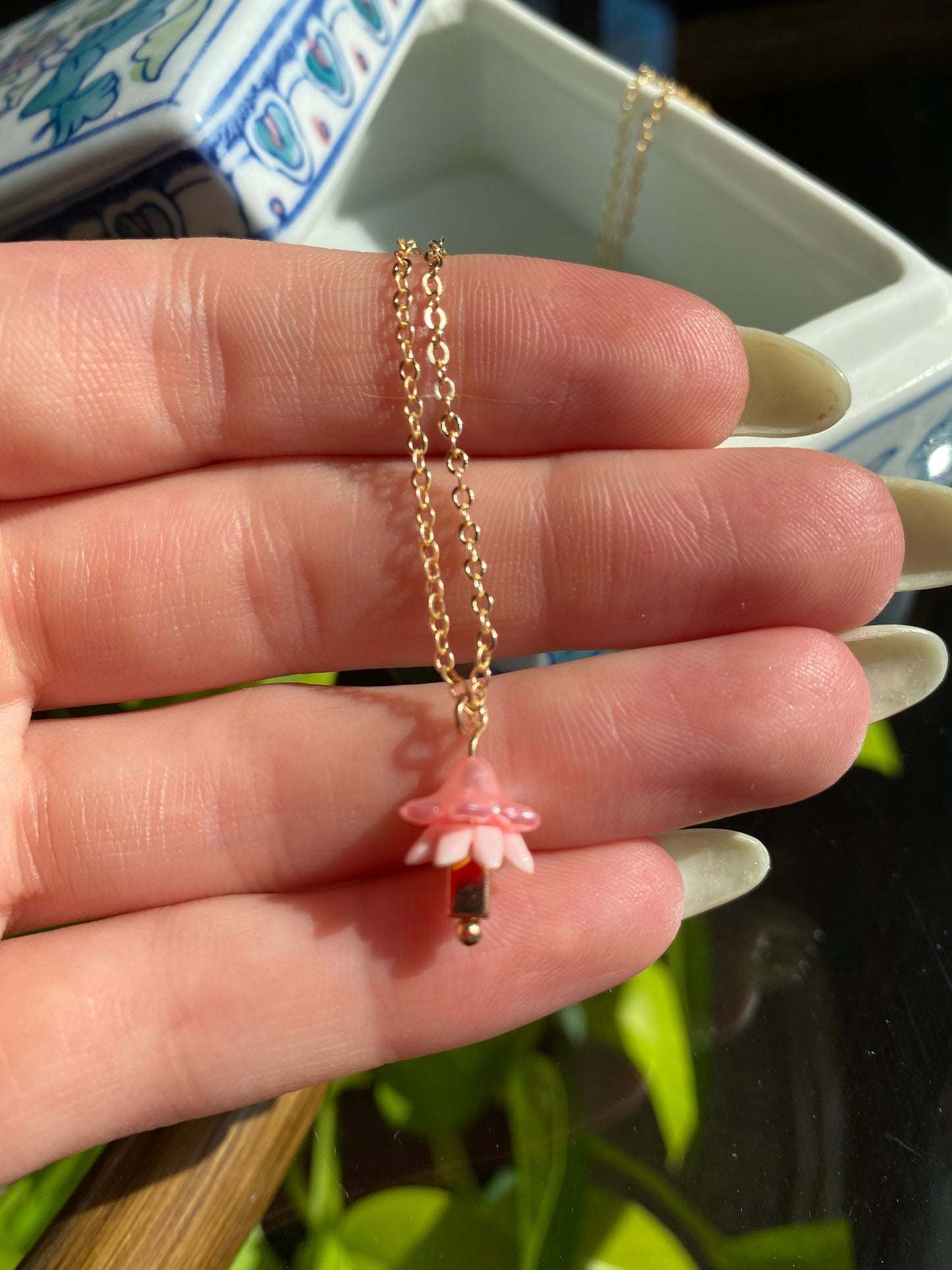Dainty Pink Fairy Vibes Necklace 16”