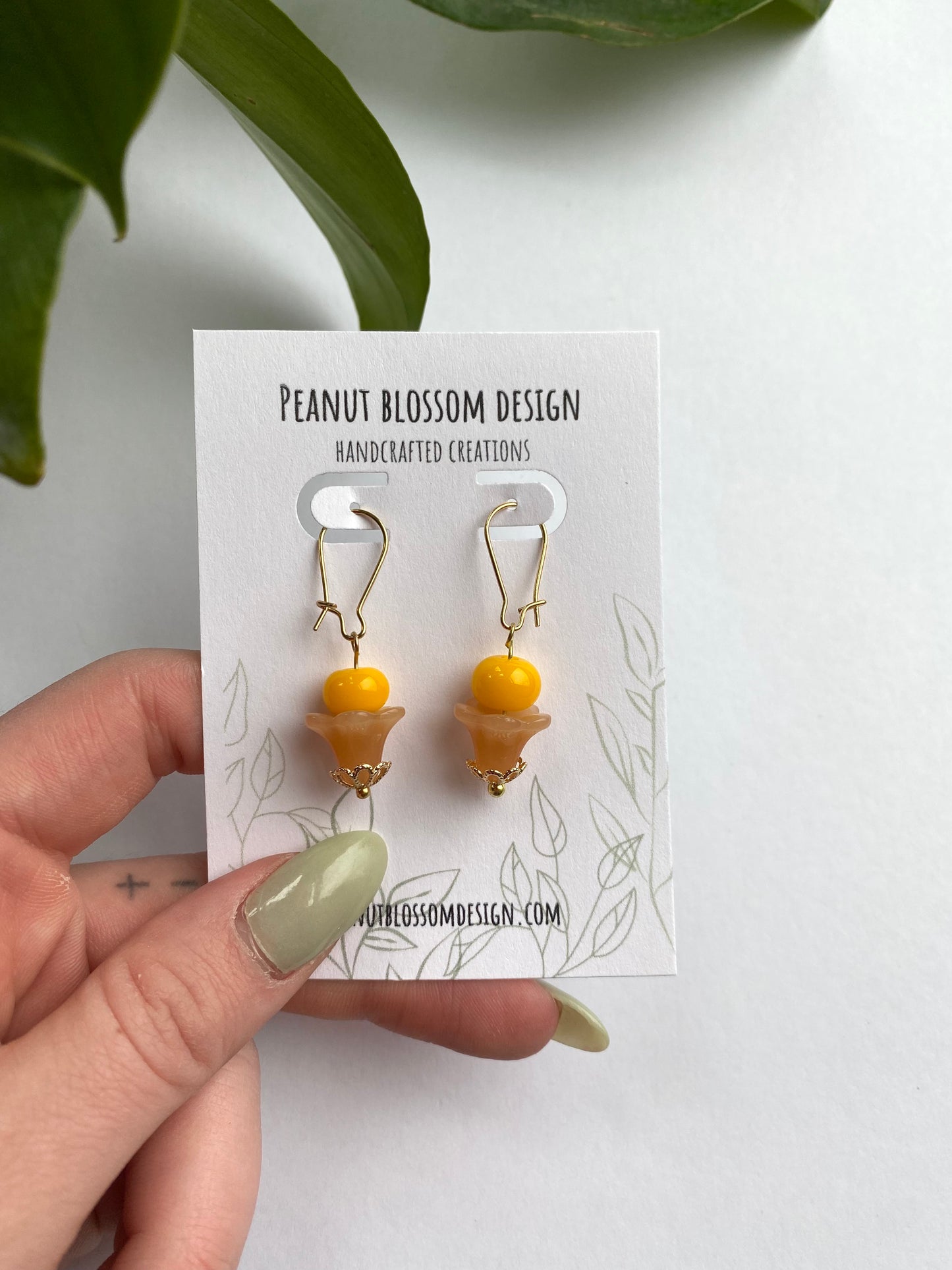 Peachy Orange Earrings with Vintage Glass Beads