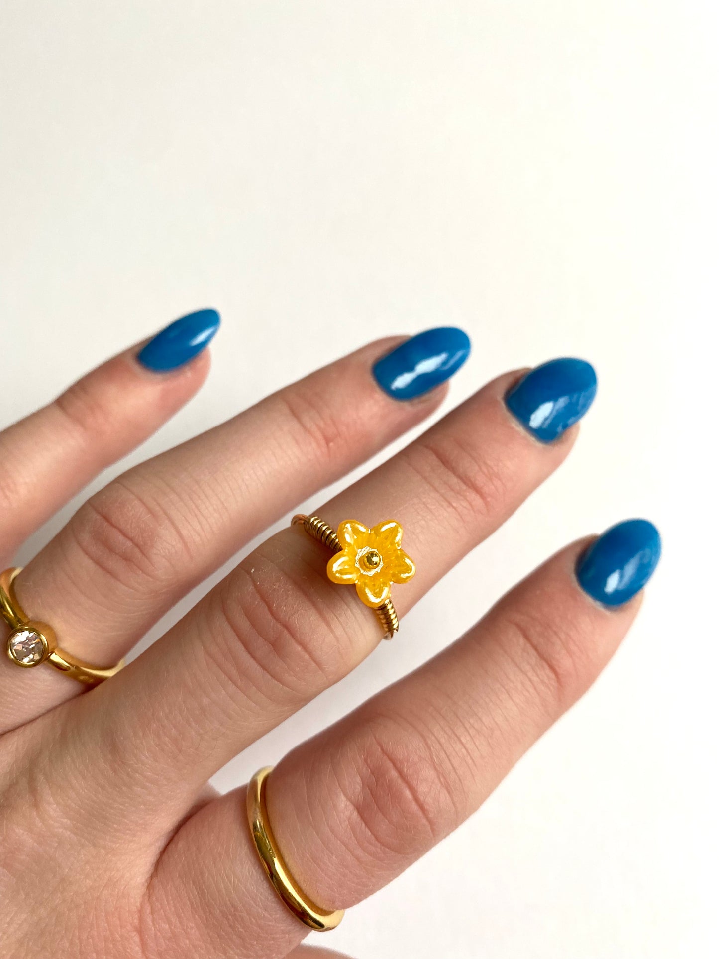 Small Iridescent Flower Rings