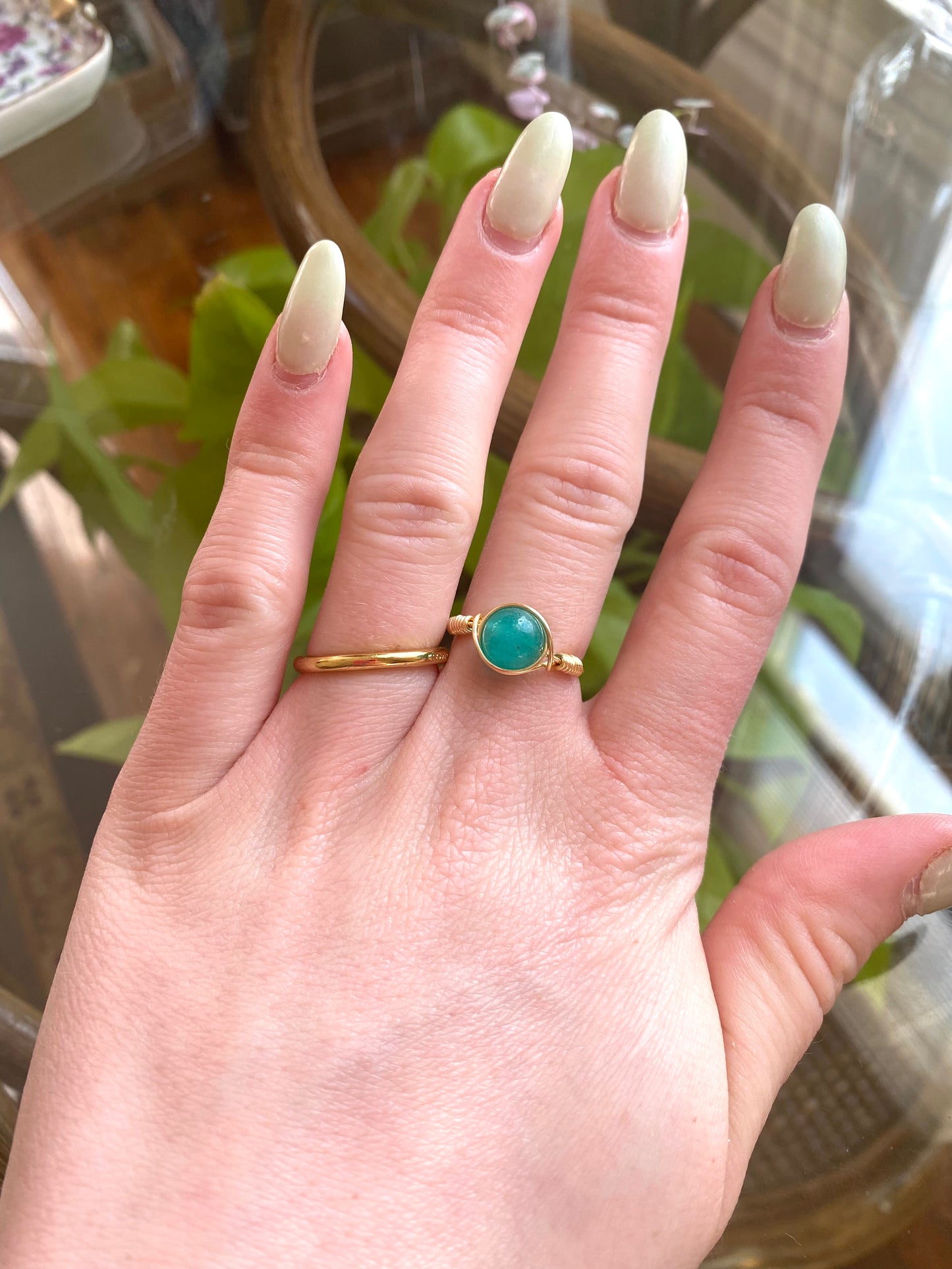 Teal Bead Rings