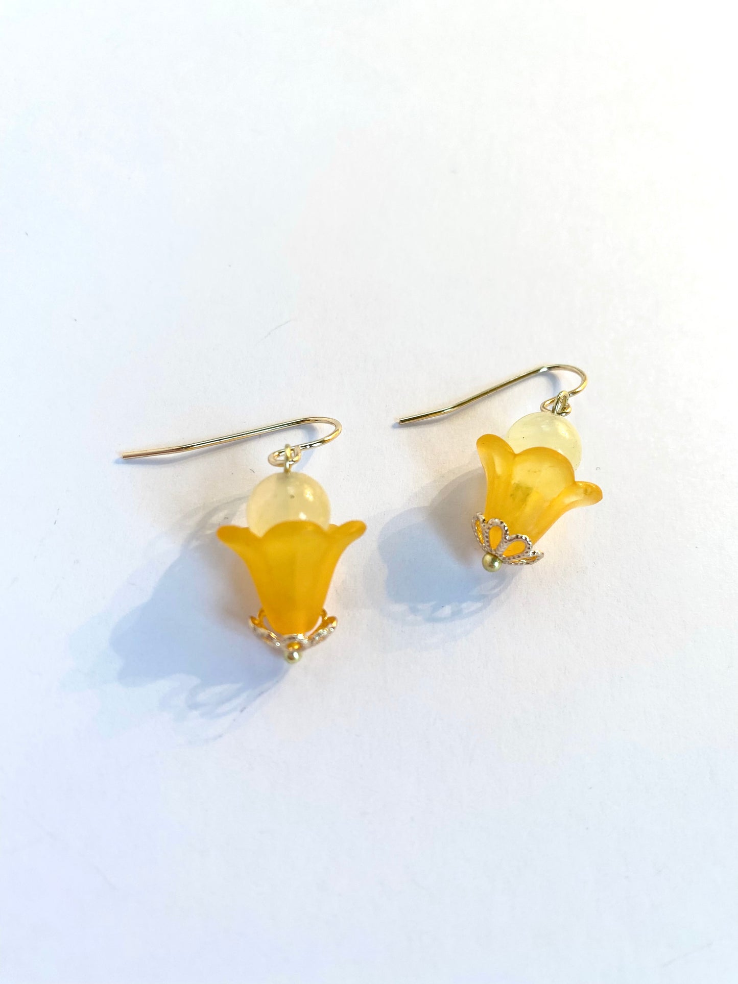 Yellow and Marigold Flower Earrings