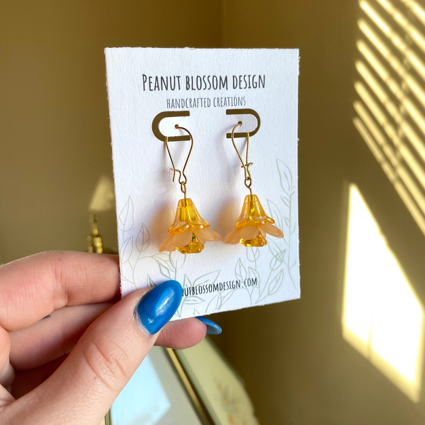 Orange Flower Lamp Style Earrings