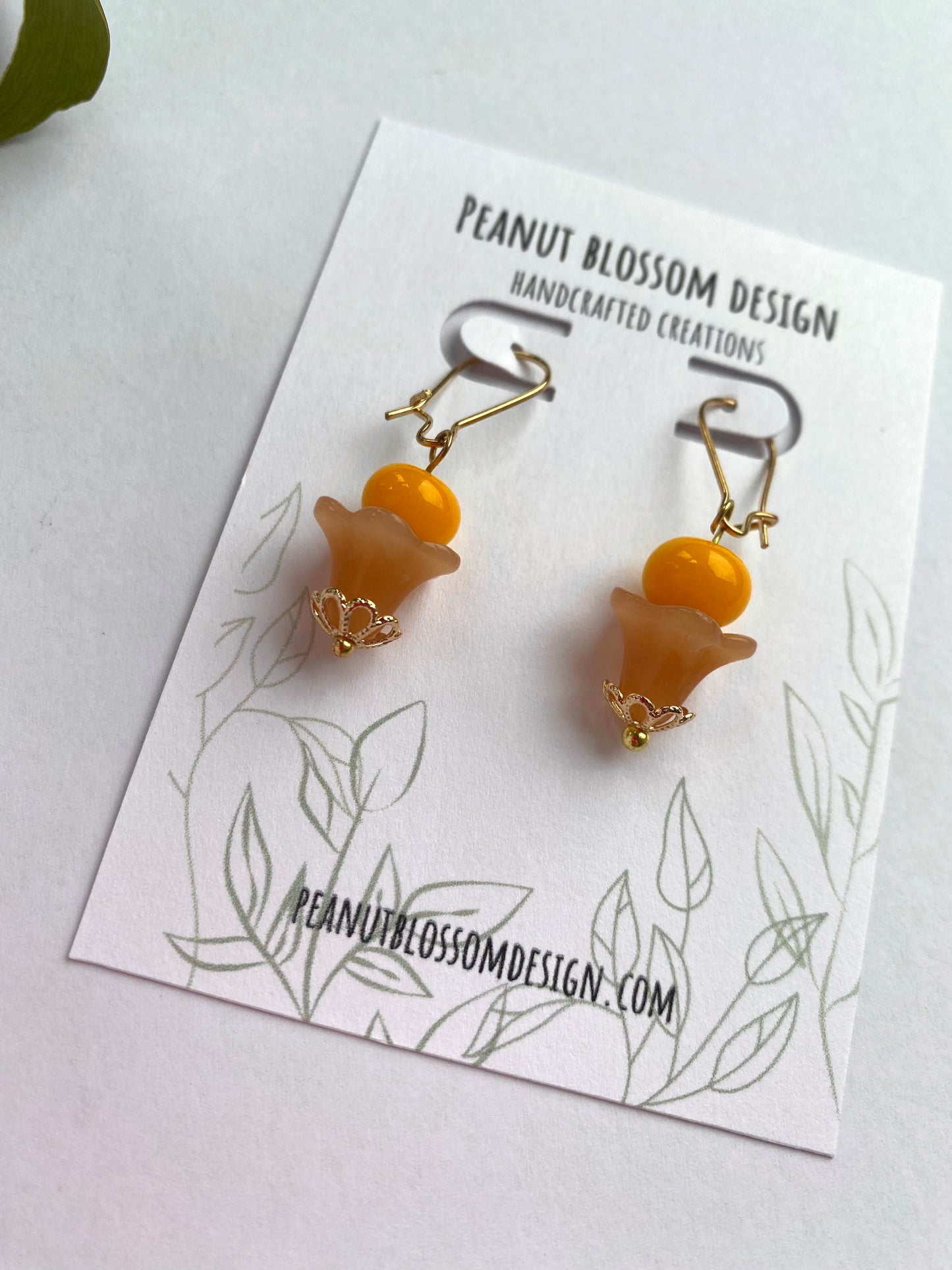 Peachy Orange Earrings with Vintage Glass Beads