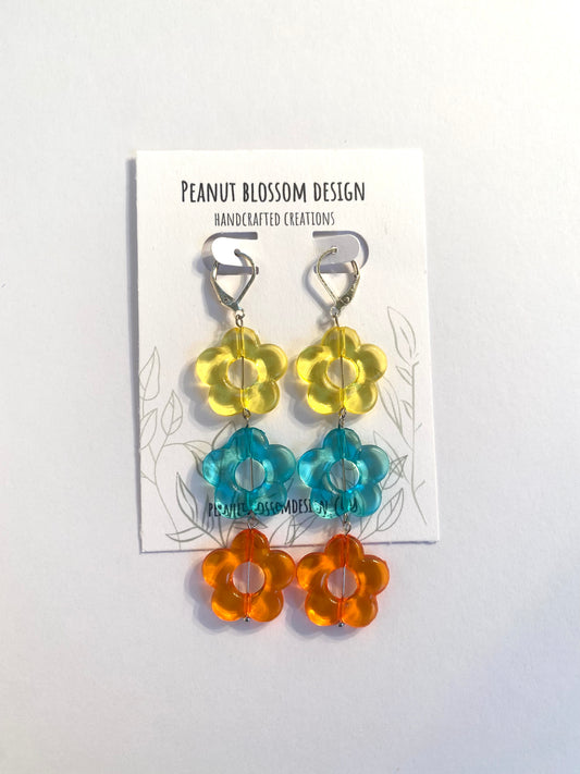 Spunky Colorful Flower Earrings