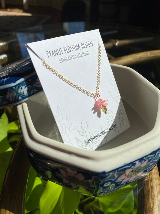 Dainty Pink Fairy Vibes Necklace 16”