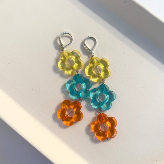 Spunky Colorful Flower Earrings