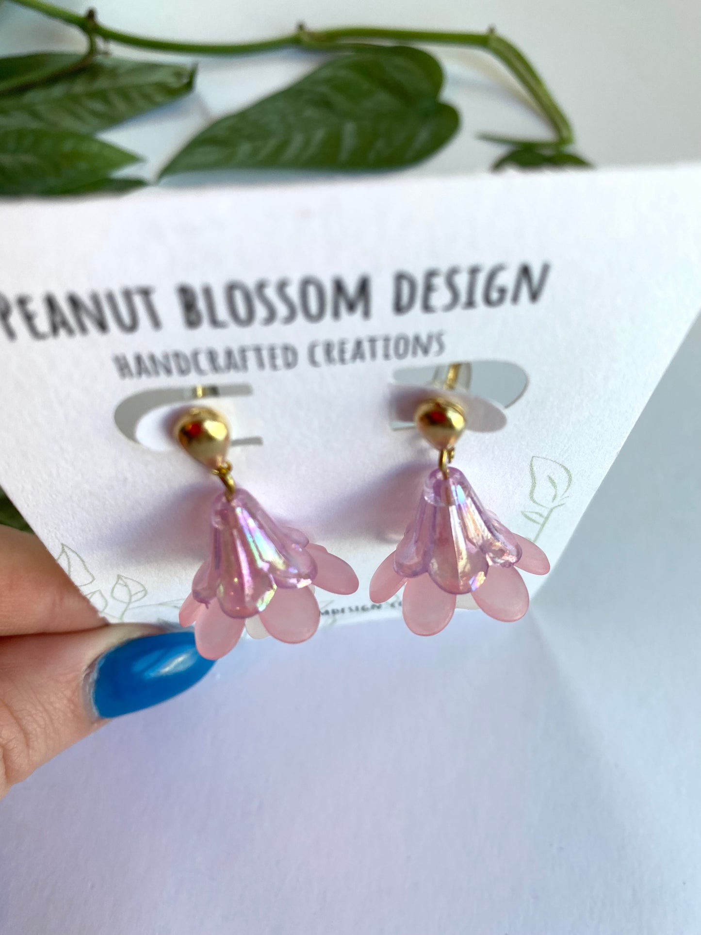 Flower Lamp Earrings with Gold Drop Posts