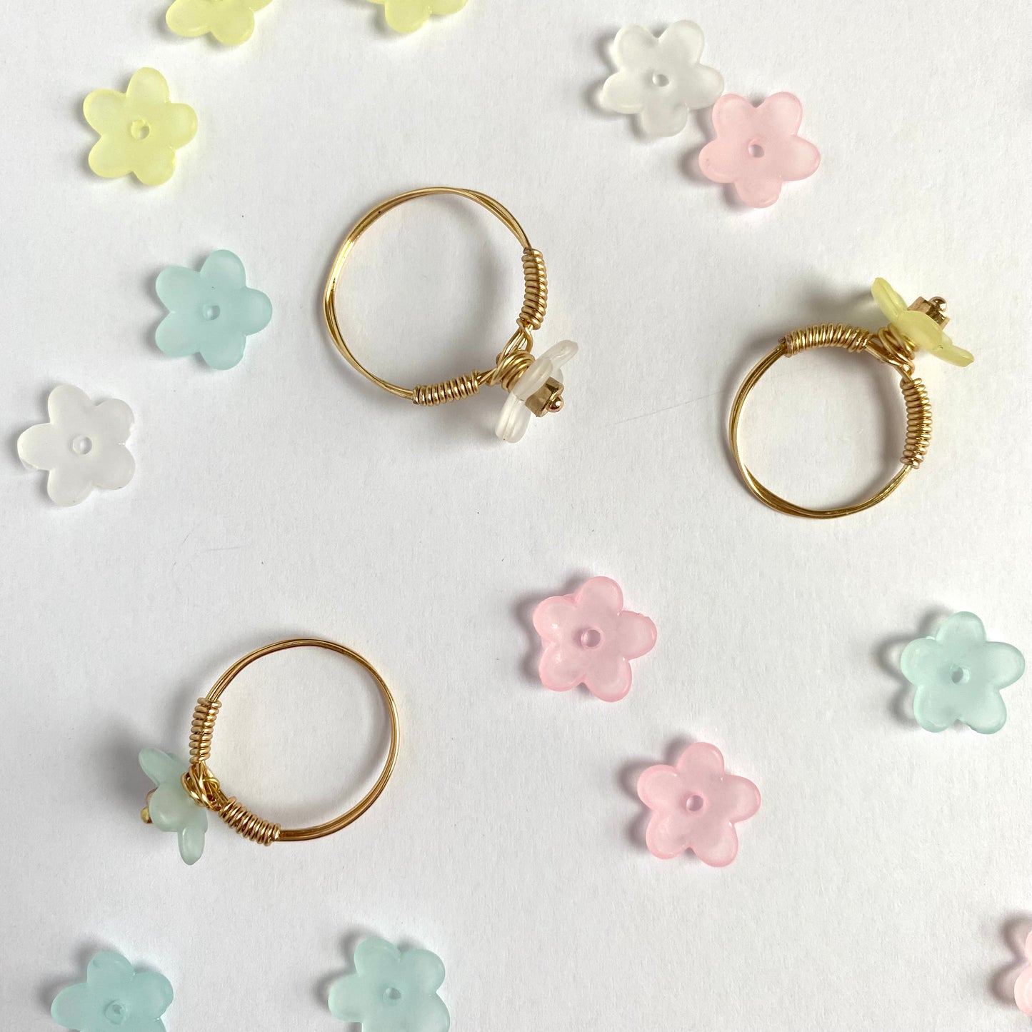 Pastel Flowers with Gold Accent Rings (Fidget Rings)