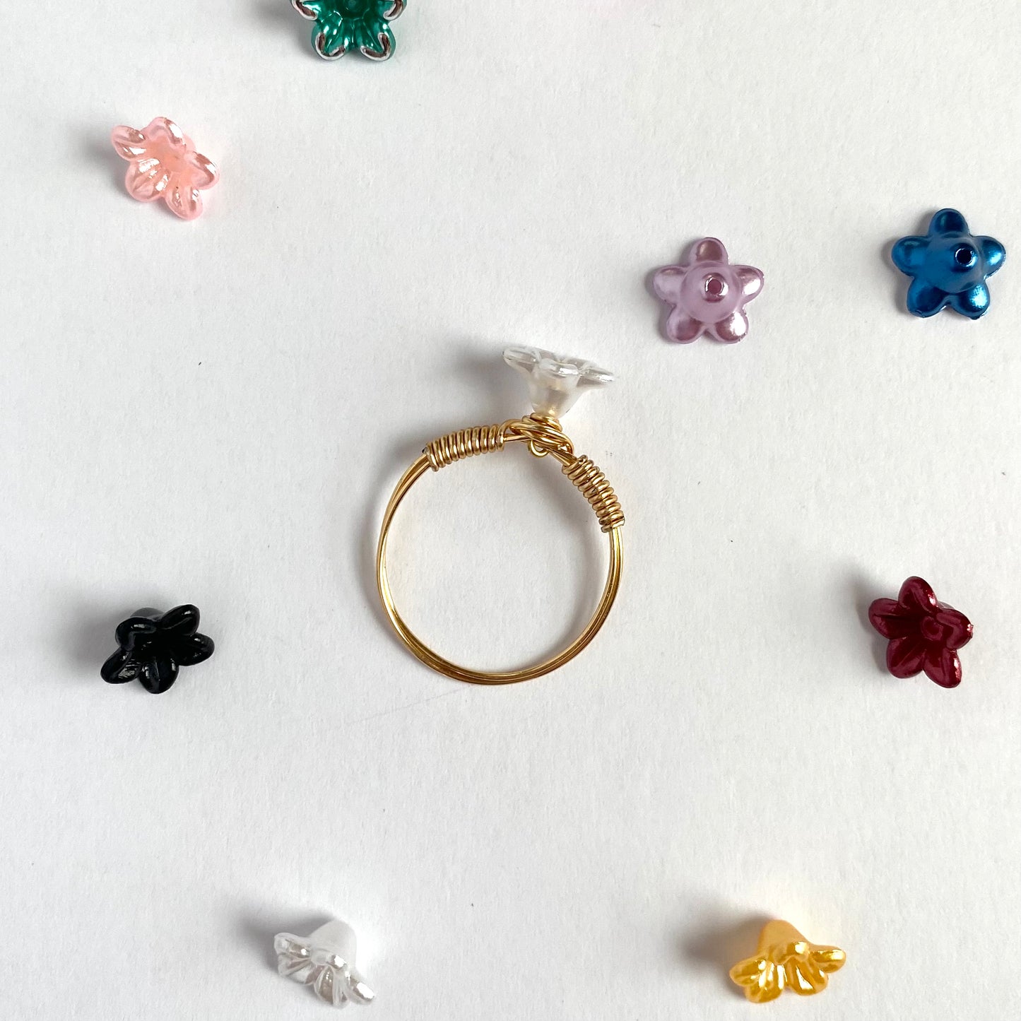 Small Iridescent Flower Rings