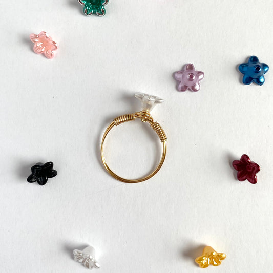 Small Iridescent Flower Rings