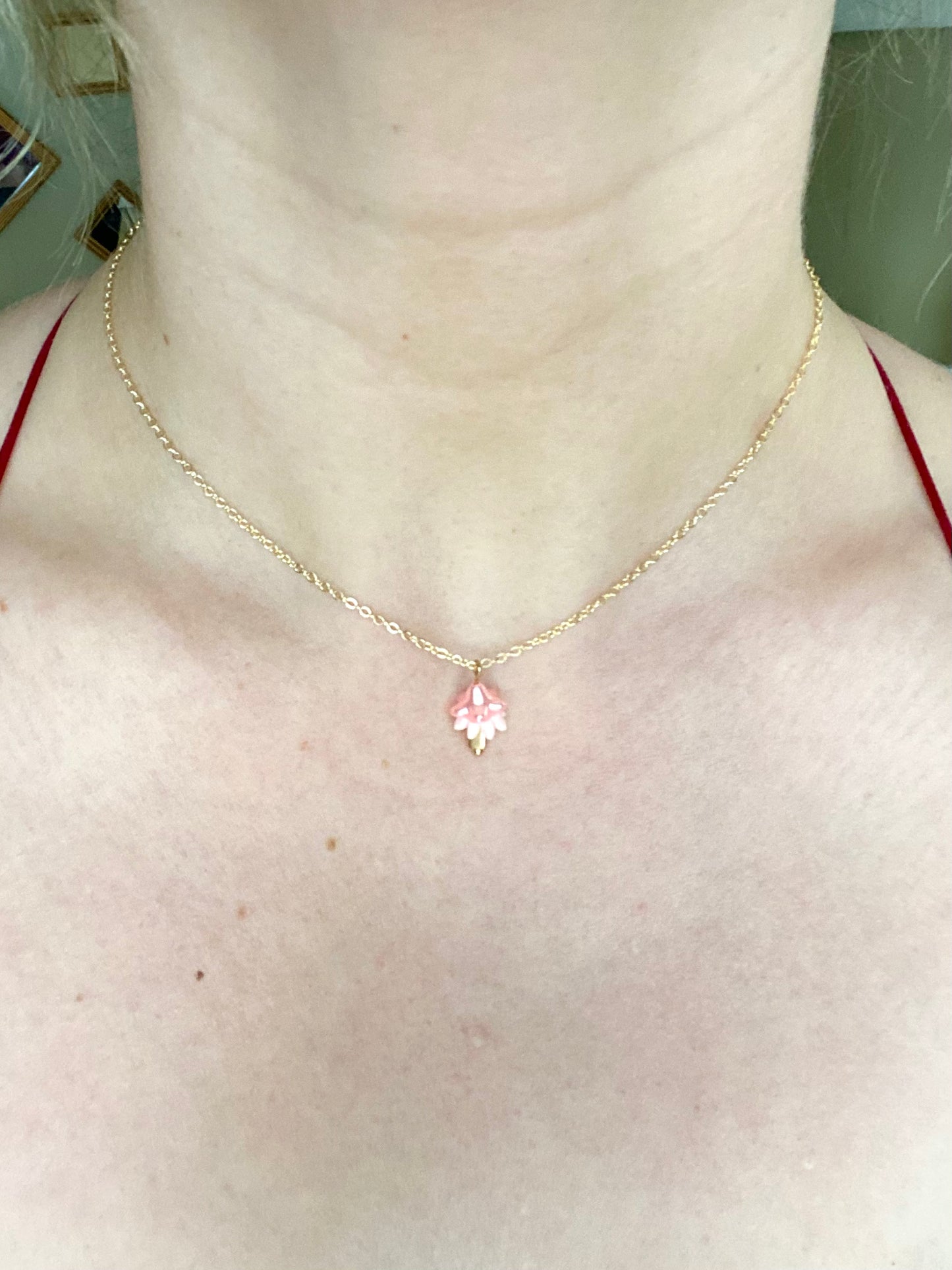 Dainty Pink Fairy Vibes Necklace 16”