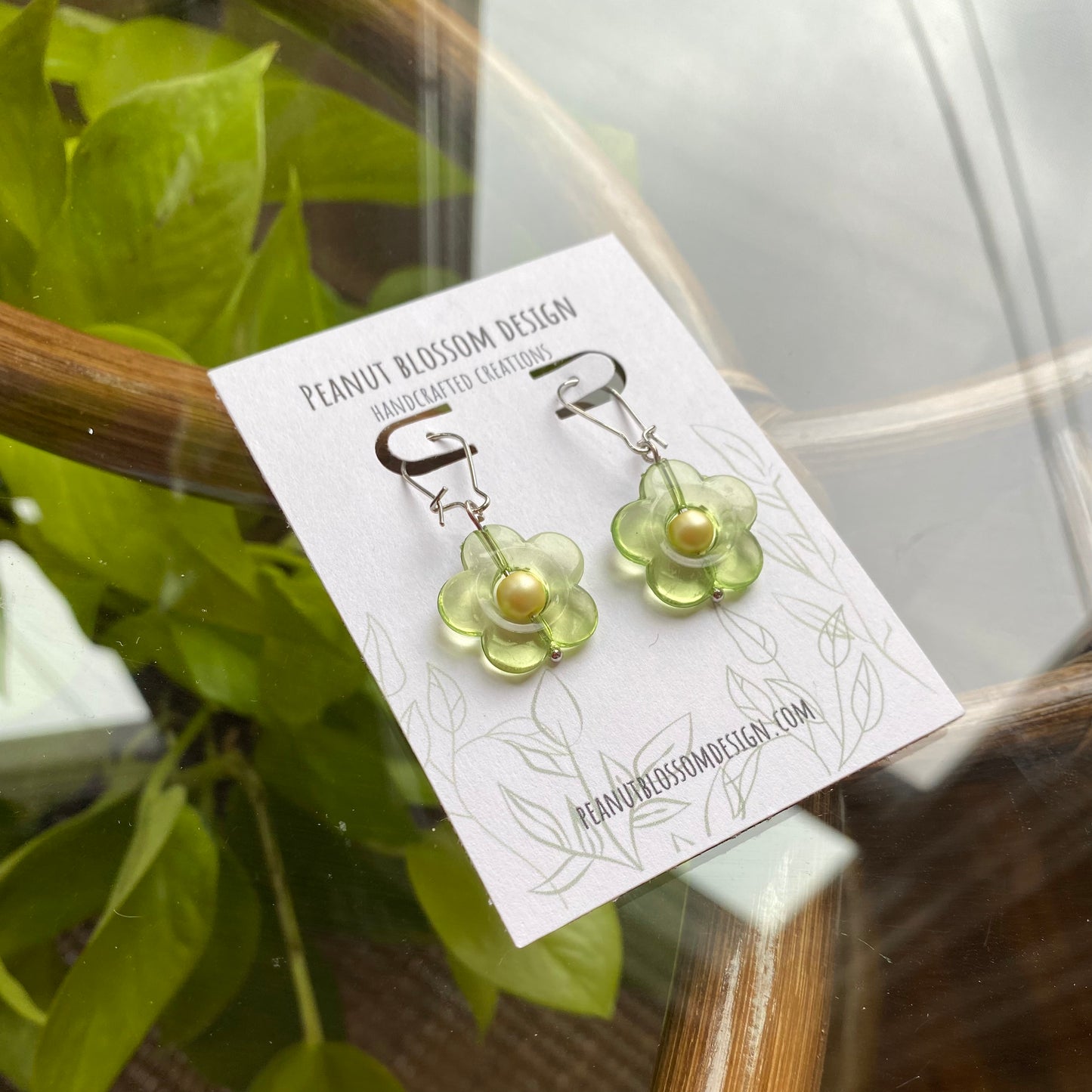 Lime Green Flower Earrings
