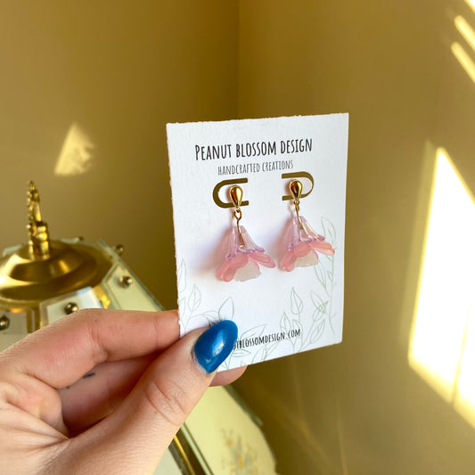 Flower Lamp Earrings with Gold Drop Posts